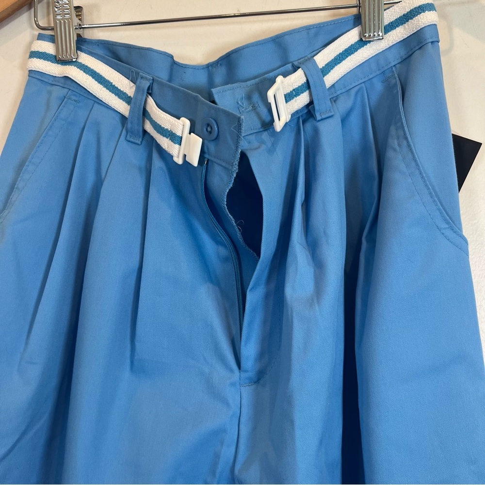 Hunter Glen NWT High Rise Bermuda Culotte Shorts Pleat Front Belted Blue 11/12 - Picture 5 of 13